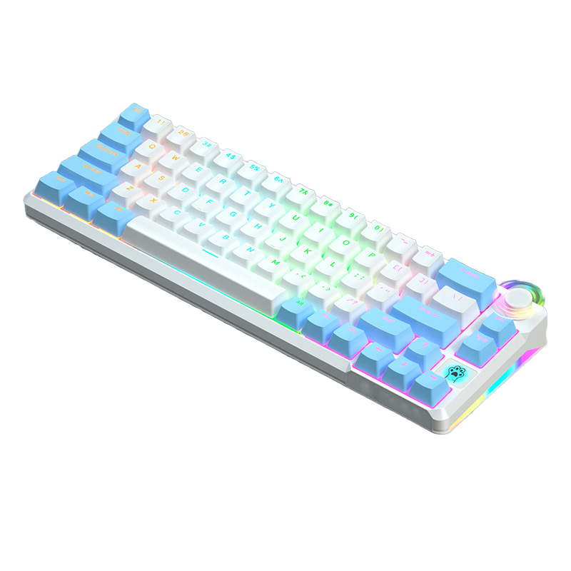 Gaming keyboard with RGB lighting on a white background