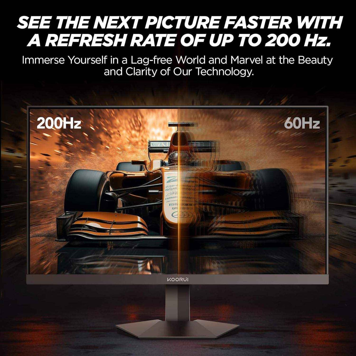 KOORUI 24.5 Inch Gaming Monitor – 200Hz HDR400 with 1ms Response Time Flat LED