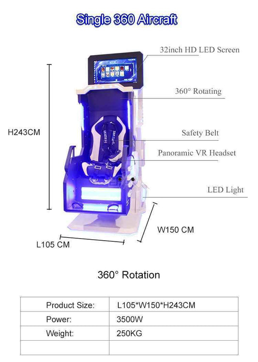 360 VR Motion Simulator Chair - Experience Immersive 9D Virtual Reality Entertainment