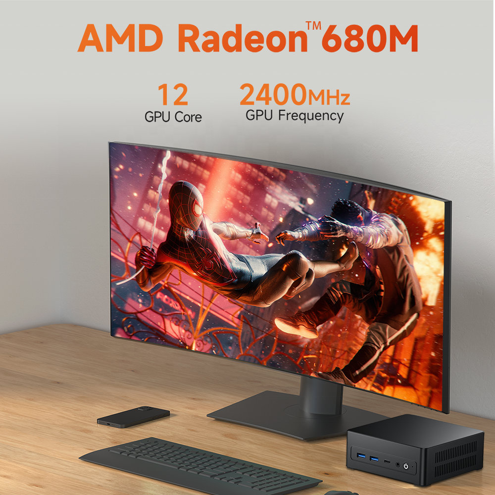 Gaming Mini PC AMD R7 6800HX | Radeon 680M | 16GB DDR5 | 512GB–1TB SSD | Win 11 Pro | Compact Gamer Tower