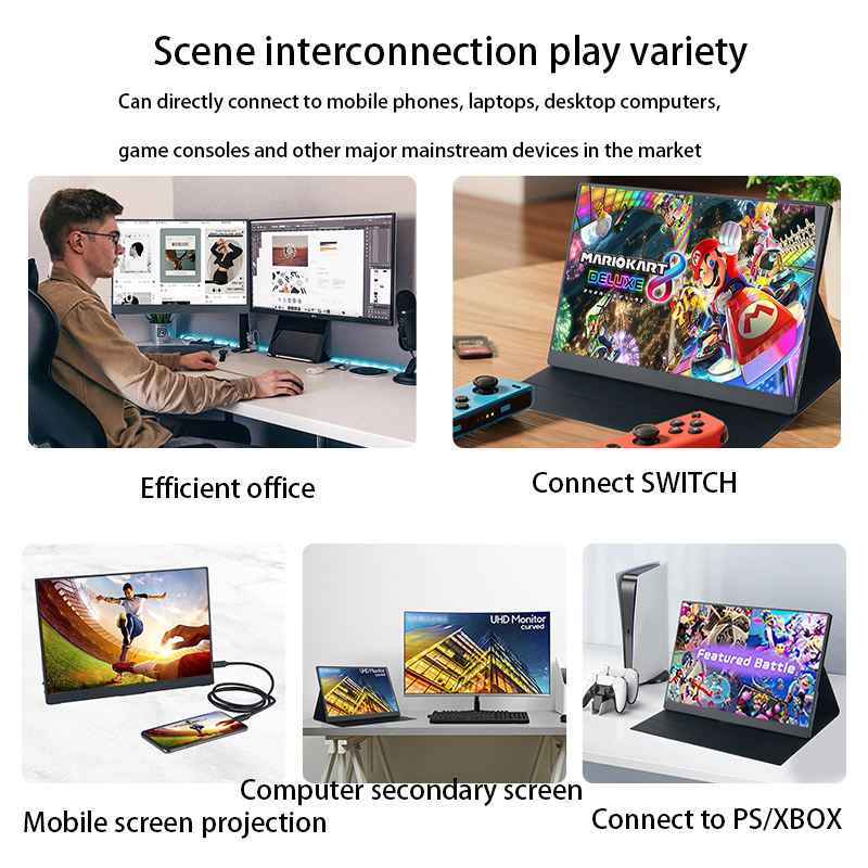 15.6" USB-C Portable Monitor | UHD 1080P IPS Display for Gaming & Mobile Use