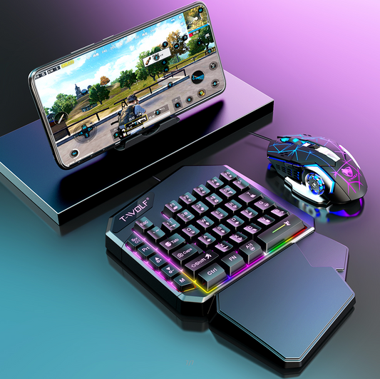 Portable RGB Gaming Keyboard for Mobile Gaming - One-Handed Design