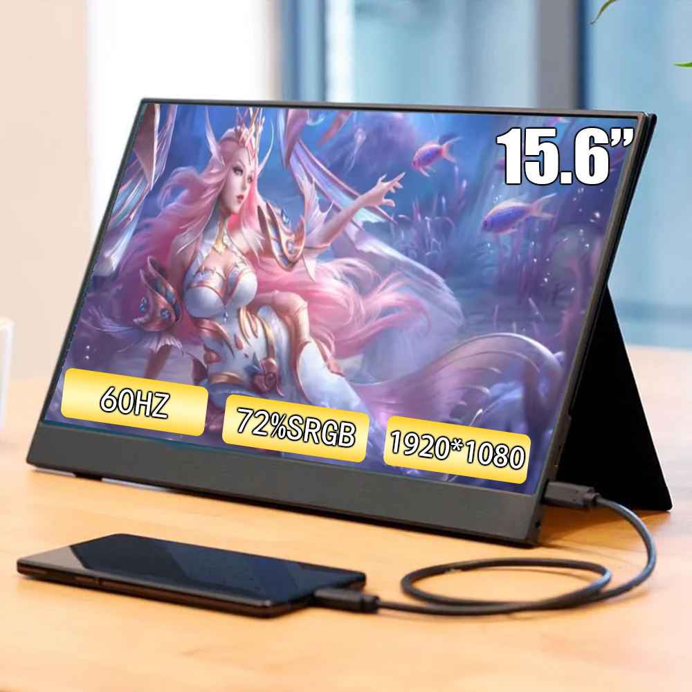 15.6" USB-C Portable Monitor | UHD 1080P IPS Display for Gaming & Mobile Use