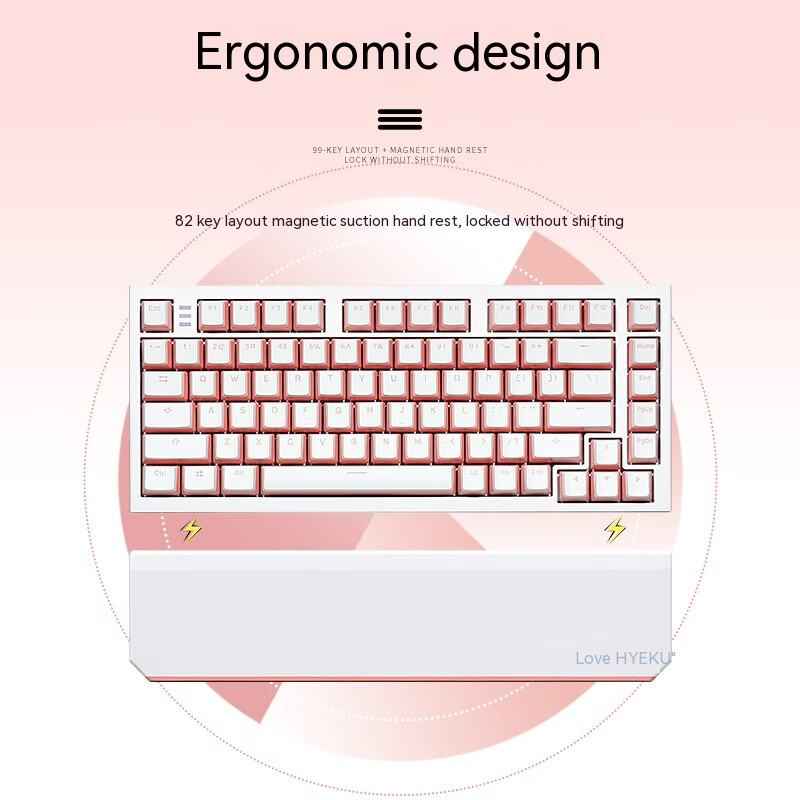 Pink Wireless Mechanical Gaming Keyboard - 82 Key RGB Wireless