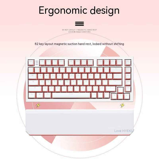Pink Wireless Mechanical Gaming Keyboard - 82 Key RGB Wireless