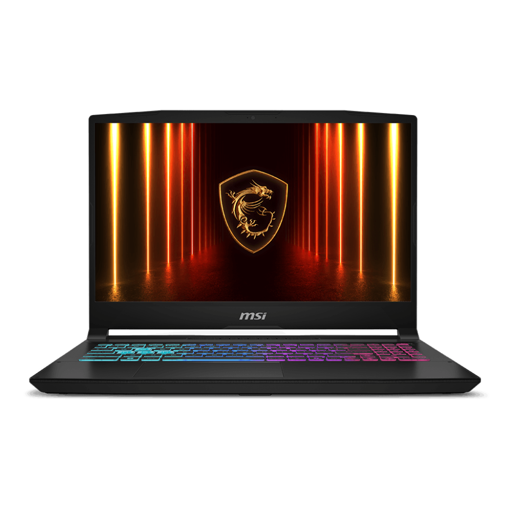Gaming laptop with MSI logo on a white background