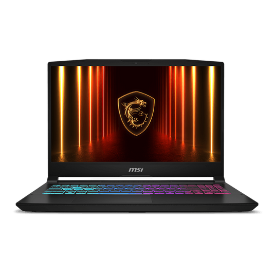 Gaming laptop with MSI logo on a white background