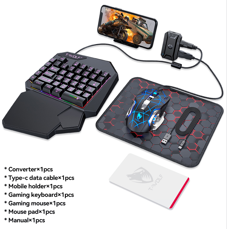 Portable RGB Gaming Keyboard for Mobile Gaming - One-Handed Design