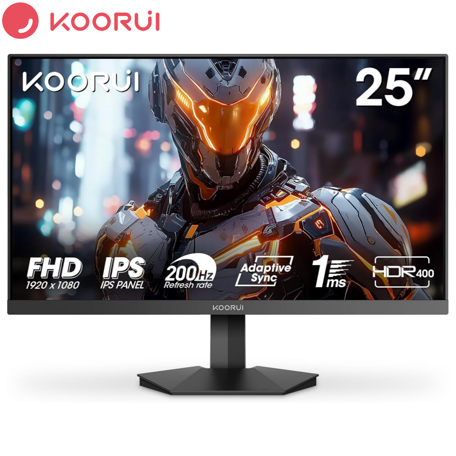 KOORUI 24.5 Inch Gaming Monitor – 200Hz HDR400 with 1ms Response Time Flat LED