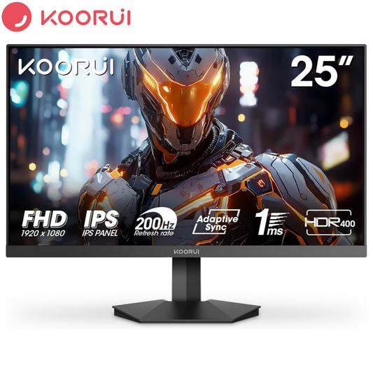 KOORUI 24.5 Inch Gaming Monitor – 200Hz HDR400 with 1ms Response Time Flat LED