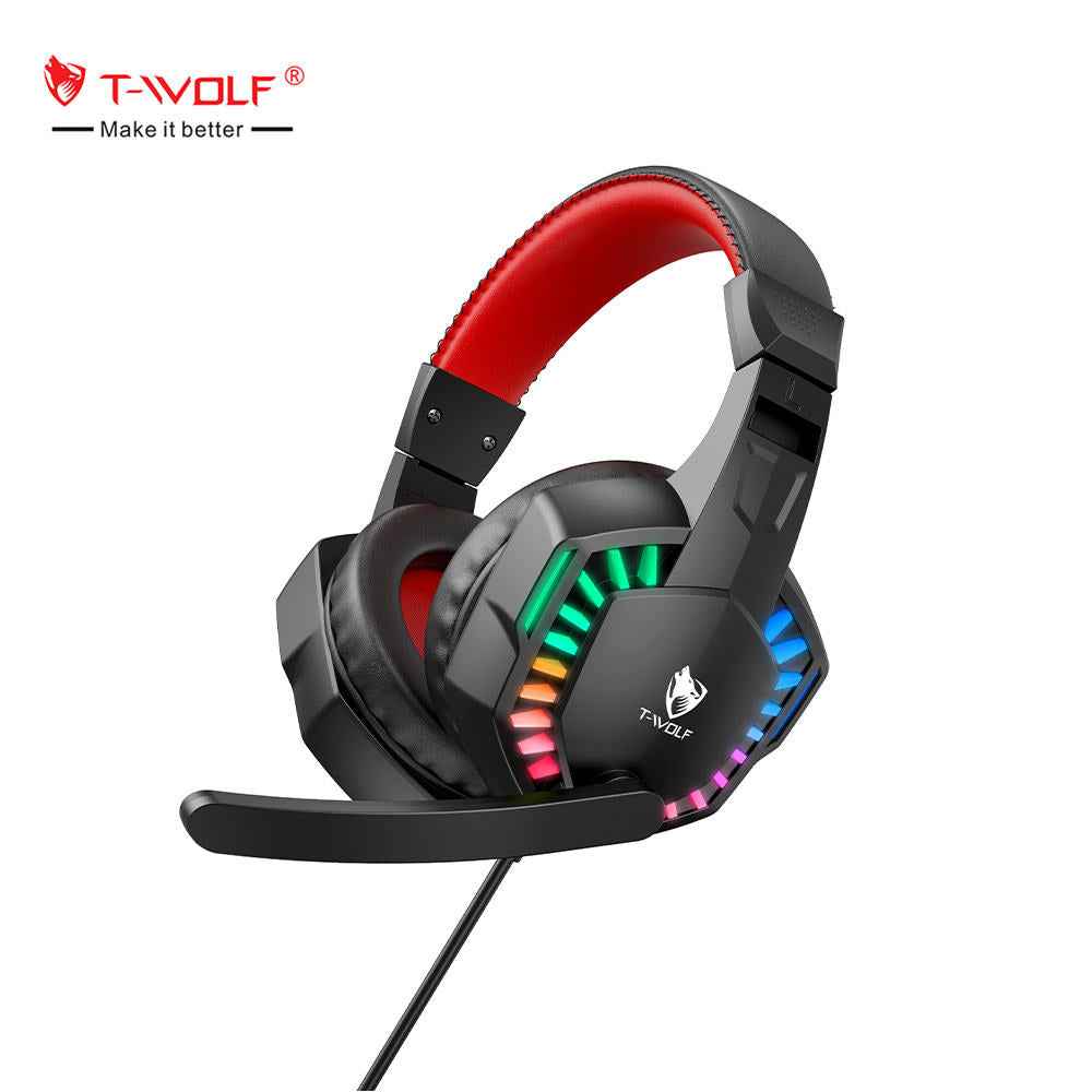 T-WOLF H120 RGB Gaming Headset - Premium PC Gamer Headphones for Ultimate Sound Experience