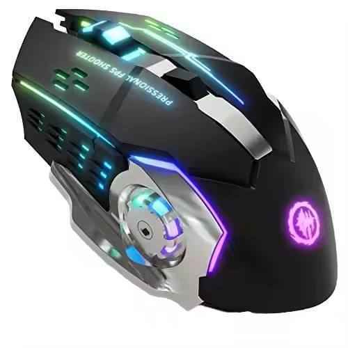 Silent Wireless Gaming Mouse - Rechargeable RGB
