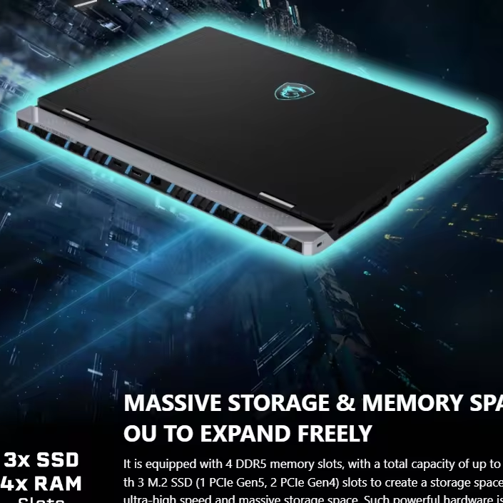 Laptop with glowing edges on a futuristic cityscape background