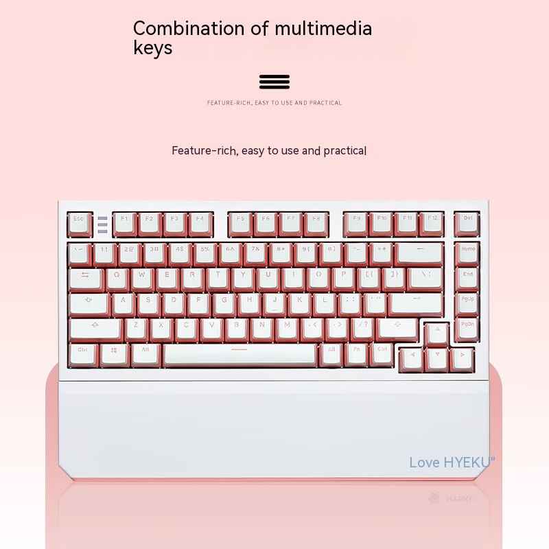 Pink Wireless Mechanical Gaming Keyboard - 82 Key RGB Wireless